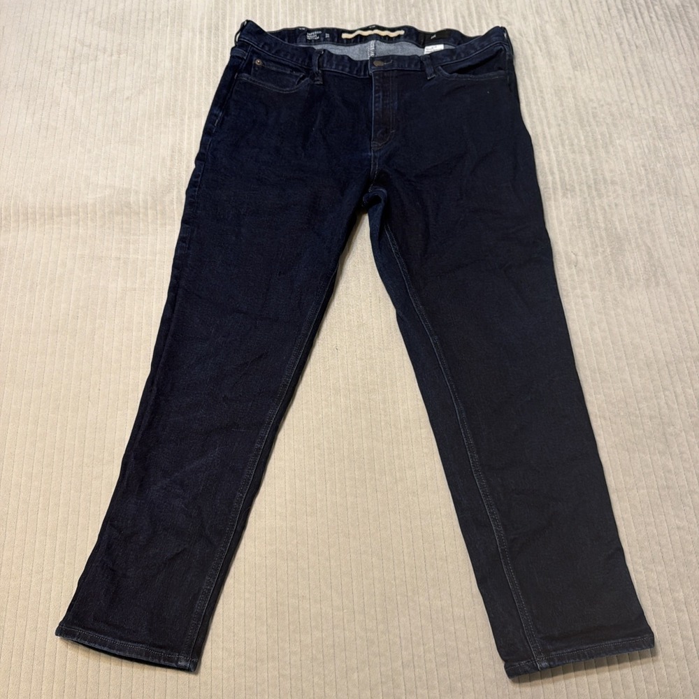 Banana Republic Jeans Mens 38x30 fits(36x28) tapered Dark Wash Stretch Preppy
